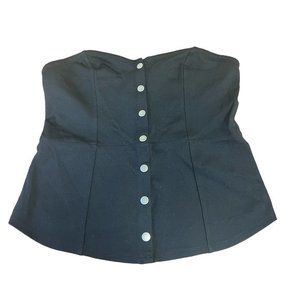 Women's Express Black Corset Bustier Tube Top Front‎ Silver Snaps Size Small